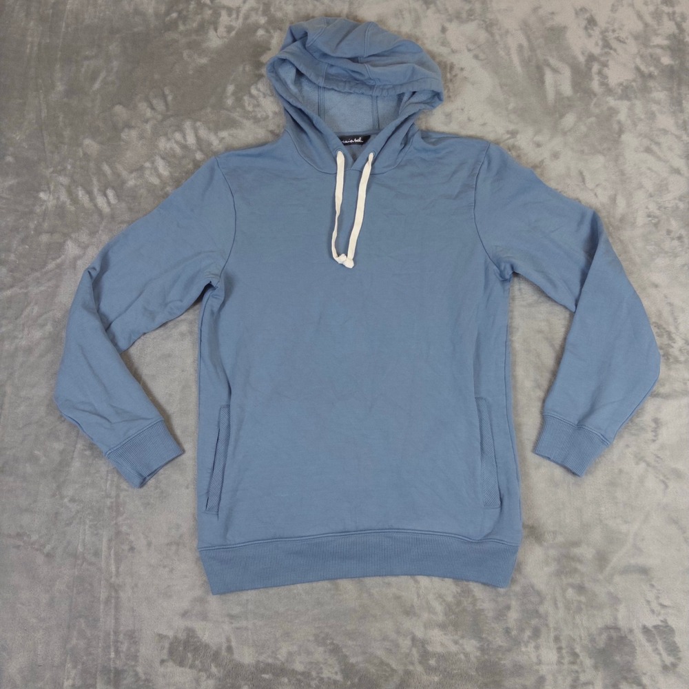 TravisMathew Hoodie Mens Small Blue Modal Cotton Blend Pullover Sweatshirt